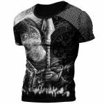 Retro Viking Tattoo 3D Prindiga Meeste T-s&auml;rgid Suvised Viking Odin Crew Kaelus Avatud l&uuml;hikeste varrukatega vabaaja topid T-s&auml;rgid Suured T-s&auml;rgid M