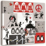 Feeby l&otilde;uenditr&uuml;kk, Banksy seinamaalingu kunsti kollaaž 30x30 punane