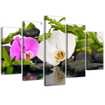 Viieosalise pildiga l&otilde;uendiprint Orchid Bamboo Stones 100x70 roheline