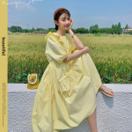 Suvemood naiste prantsuse romantilised kollased magusad kleidid M