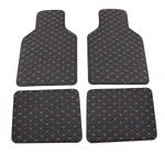 Universal Fit 4pcs PU Leather Car Floor Mat Waterproof Foot Pads Protector Anti-Slip Front and Rear mats Set for Suv Black beige thread