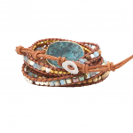 Ocean Stone Beaded Bohemian Wrap Nahast Jaspise k&auml;ev&otilde;ru K&auml;ev&otilde;ru Kingitus One Size kuld