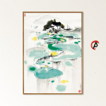 P&otilde;hjamaade l&otilde;uendimaal Uus Hiina dekoratiivmaal Kaasaegsed luuletajad Wu Guanzhong Jangtse j&otilde;e deltamaal 21x30 No Frame