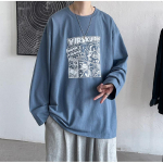 Meeste pikkade varrukatega T-s&auml;rgid Graafilise kirjaga T-s&auml;rgid Moebr&auml;ndi t-s&auml;rgid meestele Meeste r&otilde;ivad Vabaaja T-s&auml;rgid Meeste Suvine Korea Retro M must