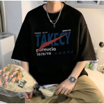 Meeste l&uuml;hikeste varrukatega T-s&auml;rgid Meeste graafilised lahtised &uuml;laosaga &uuml;mmarguse kaelusega Trendikad Retro T-s&auml;rgid Meestele Suure suurusega T-s&auml;rk Uus Suvine Oversize M must