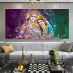 Klassikalised hindu jumala plakatid ja tr&uuml;kised Radha Lord Krishna Canavsi maalide seinakunst V&auml;rvilised religioossed pildid elutuppa 40cm&times;80cm NoFrame