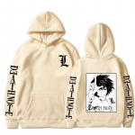Harajuku Death Note Unisex Koomiks Hoodie Jaapani Anime tr&uuml;kitud meeste kapuuts Suure suurusega pikkade varrukatega t&auml;navar&otilde;ivad vabaaja dressipluusid XS beež