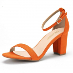 LOSLANDIFEN Naiste k&otilde;rged kontsad sandaalid Naiste uued suvekingad Naistele Moodne pandlaga ruudukujuline kontsakarv Valged lahtised sandaalid 38 oranž