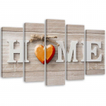 Viieosalise pildiga l&otilde;uenditr&uuml;kk Home Heart Orange Beige 100x70 oranž