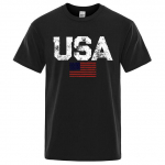Meeste ja naiste T-s&auml;rgid Vintage Usa Flag Street Print Meeste T-s&auml;rgid Kvaliteetne uus Ts&auml;rk Suvine vabaaja puuvillased topid Hingavad tee-riided L