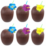 6 komplekti Hawaii troopilise ananassi kookose joogitops plastikust mahlatopsid Suvine rannabassein Hawaii Luau s&uuml;nnip&auml;evapeo kaunistus 6pcs