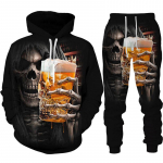 Isiksus gooti pealuu 3D prindiga kapuutsiga p&uuml;kste komplekt meeste/naiste naljakas Halloweeni t&auml;navar&otilde;ivaste riietus&uuml;likond hiphop 2-osaline spordidress XL