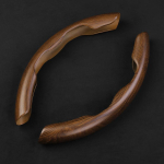 1paar puidust teraga auto rooliratta kate mahagonist teraga libisemisvastane silikoonist rooliv&otilde;imendi kate autole wood grain brown