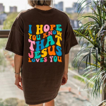 Loodan, et tead, et Jeesus armastab sind Tagasi Prindi Suur T-s&auml;rk Christian Loose Tee Naiste Trendikas vabaaja puuvillane esteetiline top S must