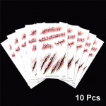 Halloween Zombie Acars t&auml;toveeringud Veekindel 3D hammustusm&auml;rgiga t&auml;toveering kleebis v&otilde;ltsk&auml;rnt&otilde;vega vere erikost&uuml;&uuml;m v&auml;ikese kaela v&otilde;lts t&auml;toveeringuga