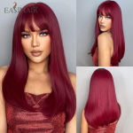 EASIHAIR Long Red Wine Burgundia Tumepunane sirge s&uuml;nteetiline parukas tukkidega Naiste Cosplay Natural Hair Parukas Juuste Kuumakindel