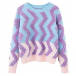 Pullover 2023 naaritsa fliisist imitatsiooniga sviiter naiste s&uuml;gis-/talvemantel Magusat v&auml;rvi blokeeriva disainiga Pullover, kootud naisterahvas One Size sinine