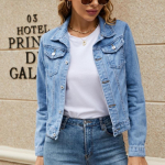 Naiste s&uuml;gisesed teksap&uuml;ksid, l&uuml;hikesed jakid, talvised &uuml;herealised, pikkade varrukatega naiste jakid. XL helesinine v&auml;rv