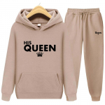 Spordidress 2-osaline komplekt Unisex His Queen Hoodies Fliisist dressipluus+p&uuml;ksid &uuml;likond Hoodie Jogging Meeste komplektid Queen Print dressipluus Spordi&uuml;likond S