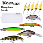 10 tk Peibutuss&ouml;&ouml;da komplekt Mino Pencil Rock Metal Sequins Simulation Lure Fake Bait Novice Combination Set B