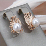 1 paar kuldset v&auml;rvi rippuvad rippuvad k&otilde;rvar&otilde;ngad naistele Vintage Flower Lab Pearl Piercing Pruudi pulmak&otilde;rvar&otilde;ngad Elegantsed peened ehted valge