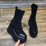 S&uuml;giskevad naiste kingad naiste platvormsaapad mood &uuml;mmarguse varbaga poolsaapad talvised elastsed must kiilud mugavad botas 39 must