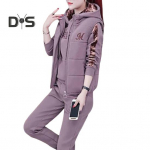 3 tk/komplekt Patchwork v&auml;rviline naiste spordidress, elastne v&ouml;&ouml;koht, moe kiri, naiste kapuuts, s&ouml;rkimisp&uuml;ksid, t&otilde;mblukuga vesti &uuml;likond XL lilla