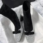 Seksikad naiste k&otilde;rged kontsad kingad Bling Bling Chelsea saapad 2024. aasta talv Disainer Uus kandiline varbaosa Tursked poolsaapad Pumps Mood Sokid Botas 35 must