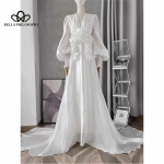 Vintage tipptasemel disain Kerge luksuslik lille laternaga varrukas rihm v&ouml;&ouml;koht suur seelik saba banketi &otilde;htukleit peokleit S valge