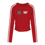 Vintage punased naiste T-s&auml;rgid Pikkade varrukatega T-s&auml;rk Tunika Mood T-s&auml;rgid O-kaelusega tikandid Y2k Crop Tops Seksikad naiste s&auml;rgid S punane