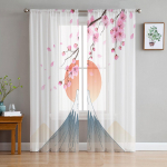 Jaapani stiilis Sakura Sheer Voile Aknakardinad T&uuml;llkardinad Elutoa R&otilde;du kaunistus kardinad 135W x 114H(cm)