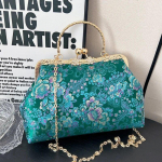 Vintage naiste pulm Sidur Lilled Lukk Shell Clip Fringe kett &Otilde;lakotid Lilla Sinine Crossbody kotid K&auml;ekotid ja rahakotid roheline