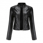 Naised Sring S&uuml;gis Must Kunstnahast jakid T&otilde;mblukuga neet L&uuml;hike Basic Mantel Mood &Otilde;huke Naiste Motor Biker Pu Jope XS must