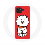 Coque pour Samsung Galaxy A03 BTS Bangtan Gar&ccedil;ons BT21 RJ de Jin Fond Rouge