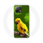 Rohelise taustaga &uuml;mbris Xiaomi Mi 11 Lite Yellow Parakeet Birds jaoks