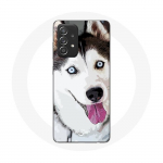 &Uuml;mbris Samsung Galaxy A52 White Siberian Husky Blue Eyes jaoks