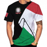 Itaalia lipp 3D-printimine T-s&auml;rk Meeste suvine O-kaelusega l&uuml;hikeste varrukatega Suurem&otilde;&otilde;tmeline vabaaja t-s&auml;rk Harajaku 3XL