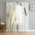 Dandelion Dragonfly Sheer Curtains Window Curtains For Living Room Bedroom Blinds Kids Room Home Decor 135W x 114H(cm)