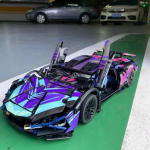 Linna tehniline lilla sportlik v&otilde;idus&otilde;iduauto ehitusklotsid mudeli &uuml;likiire s&otilde;iduki kokkupanemise m&auml;nguklotsid lastele kingitused No Box