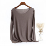Trendikas pikkade varrukatega s&auml;rgid Basic Crop Tops Moodne kihilisus Slim Fitted Tops Naiste kampsunid Kampsunid &Uuml;markaelusega s&auml;rgid &Uuml;hev&auml;rviline s&auml;rk M must