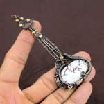 Natural Guitar Wild Horse Gemstone Copper Wire Wrap Gift Pendant 4.25 g5i07