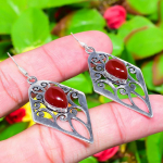 Natural Red Carnelian Gemstone 925 Sterling Silver Gift Earring 2.32 o0q71