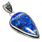 Natural Lapis Lazuli Gemstone Handmade 925 Sterling Silver Pendant 2.36 i1a36