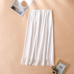 Naiste alusseelik Modaalne poolpikk seelik, pitsiline siseriietus, l&uuml;hike seelik, naiste poolkleit alusseelik One Size valge