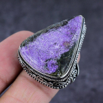 Natural Purpurite Gemstone Handmade 925 Sterling Silver Jewelry Ring Size 9 z1c79