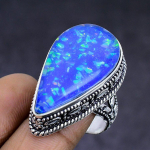 Natural Blue Triplet Opal Gemstone 925 Sterling Silver Ring Size 8.5 r1r27