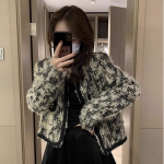 Vintage prantsuse stiilis l&uuml;hike naiste jope, retro &scaron;ikk &uuml;ler&otilde;ivas S