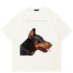 2024 Streetwear Dobermann Graphic Unisex T-s&auml;rk Puuvillane T-s&auml;rk Unisex Tops T-s&auml;rk Suvine l&uuml;hikeste varrukatega T-s&auml;rk S valge