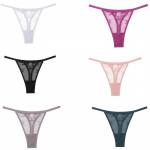 FINETOO komplekt 6 pitsist G-stringiga alusp&uuml;ksid naiste stringid lillelised alusp&uuml;ksid naiste naiste aluspesu l&auml;bipaistev pesu S