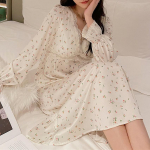 Palace Princess Style Naiste &Ouml;&ouml;s&auml;rk, Pits Seksikas Rinnapadjaga pikkade Varrukatega Magamisriietus L beež